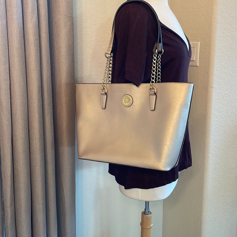 Anne Klein Gold Tote with Matching Clutch - Picture 2 of 11